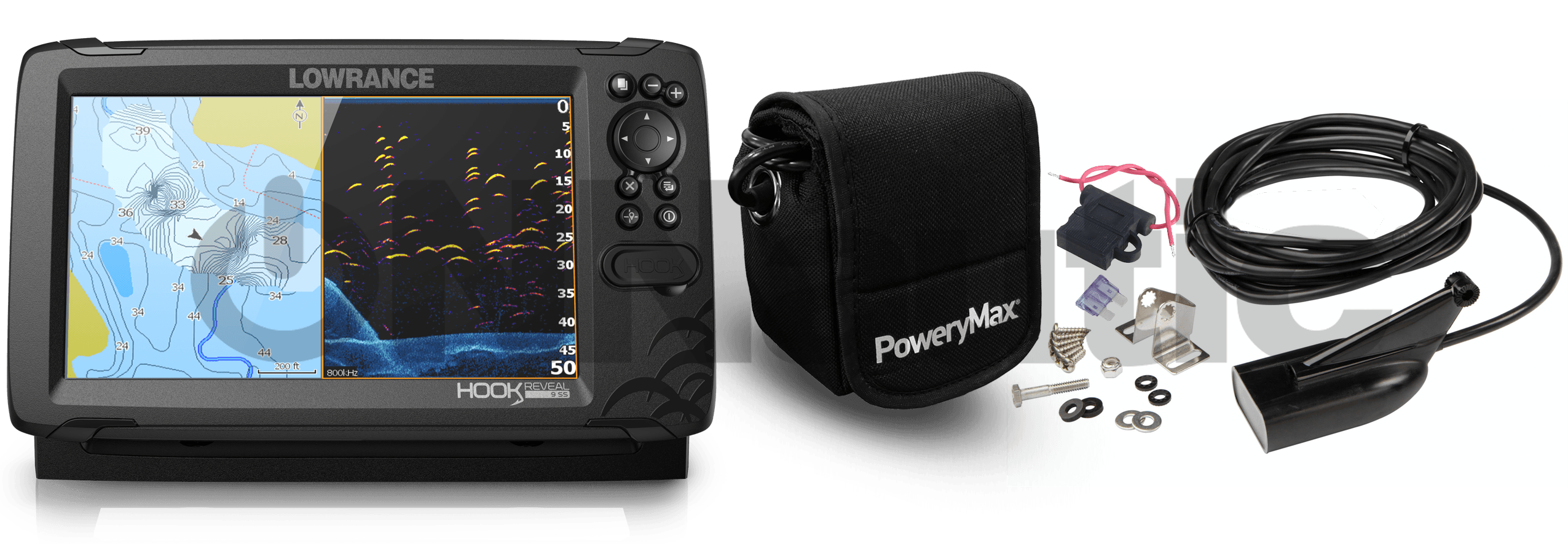 Lowrance HOOK Reveal 9 PoweryMax Ready HDI 83 200 CHIRP Downscan